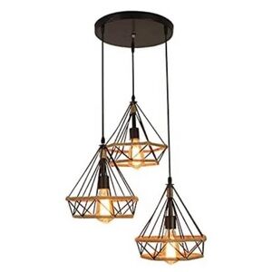 NEW IN BOX 3-Light Industrial Geometric Diamond Wire Frame Pendant Light